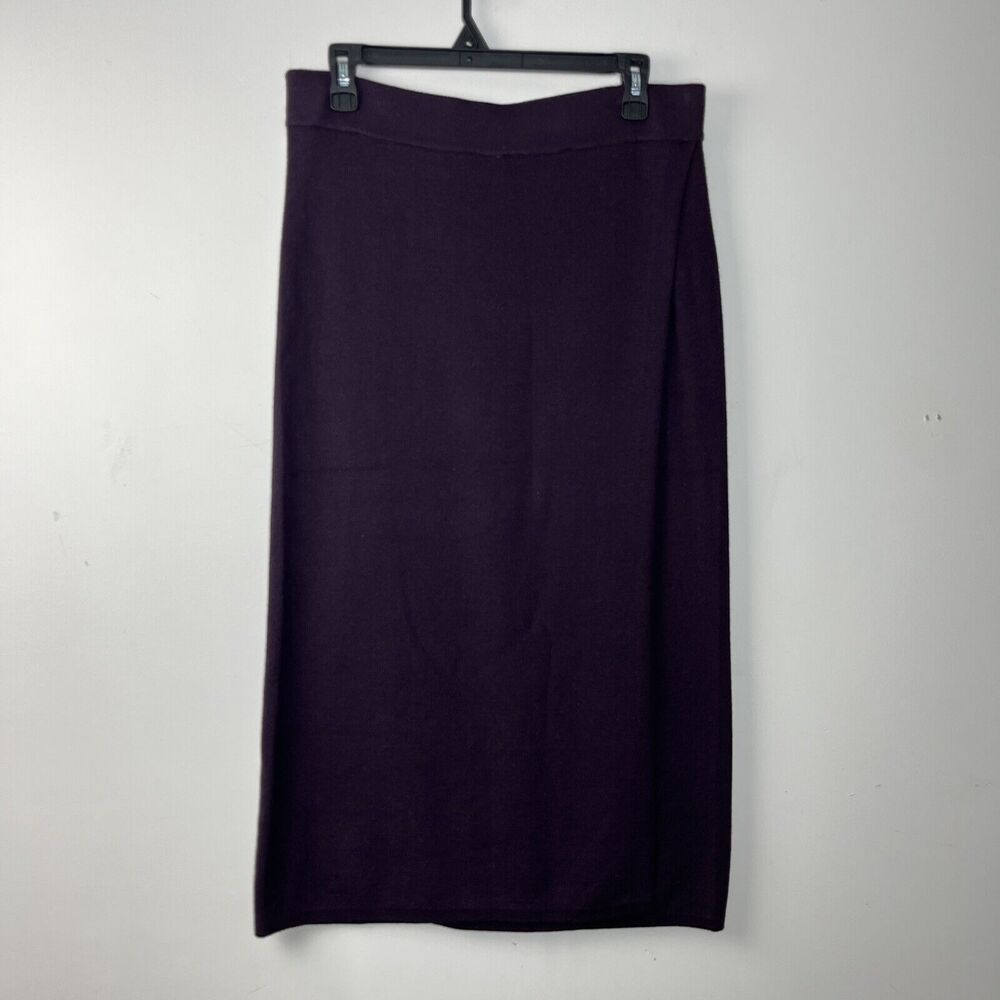 Banana Republic Sweater Wrap Skirt Womens Medium Purple Midi Pencil Knit Stretch